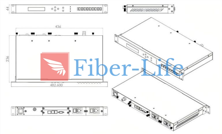 23dBm Output Single Channel Fiber Amplifier 1RU EDFA