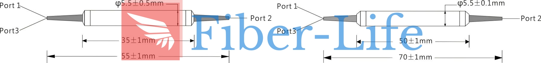 3 Ports Polarization Maintaining Optical Circulator Dimension Drawing