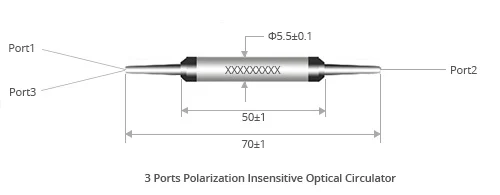 3 Ports S+C+L 1460-1625nm Optical Circulator Dimension