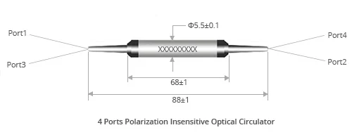 4 Ports Polarization Insensitive Optical Circulator(2×2）Dimension