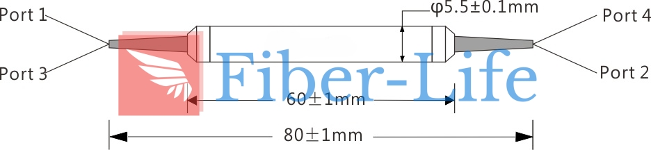 4 Ports Singlemode Polarization Insensitive Optical Circulator Dimension Drawing