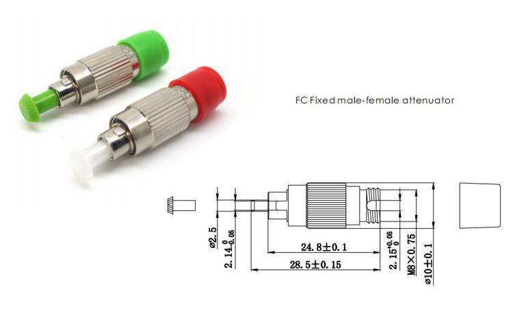 FC Fixed Male-Female Attenuator, 1~30dB Optional Dimension