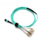 OM3 Multimode MTP-12 Breakout Cable, Aqua