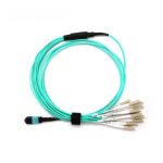 OM3 Multimode MTP-12 Breakout Cable, Aqua