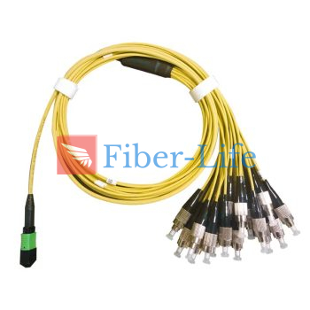 24-Fiber OS2 SingleMode MPO Breakout Cable, Yellow