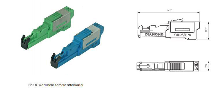 E2000(LSH) Fixed Male-Female Attenuator, 1~30dB Optional Dimension