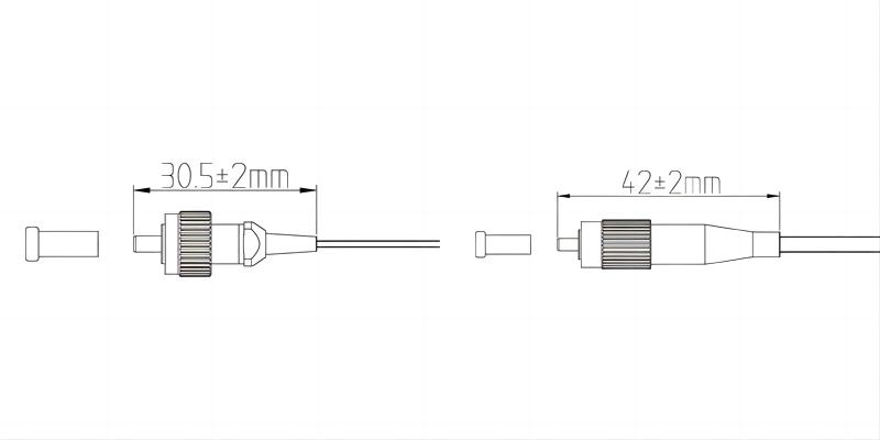 FC Connector 0.9 Boot Size(Left) And 3.0mm Boot Size(Right) Structure Chart