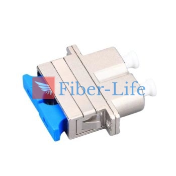 LC/UPC Female To SC/UPC Female Hybrid Duplex Singlemode/Multimode Metal Fiber Optic Adapter With Flange