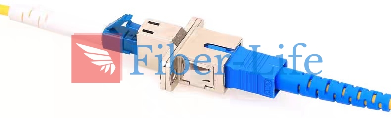 LC UPC Female To SC UPC Female Hybrid Simplex Metal Fiber Optic Adapter With Flange Extending Fiber Connection
