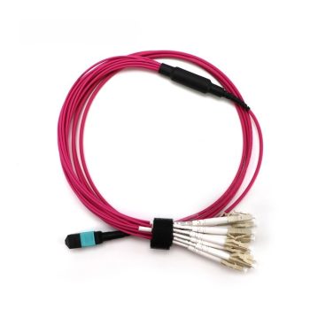 OM4 Multimode MPO-12 Breakout Cable, Magenta-2