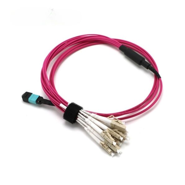 OM4 Multimode MPO-12 Breakout Cable, Magenta