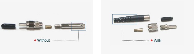 SMA905 connector with extended tailstock