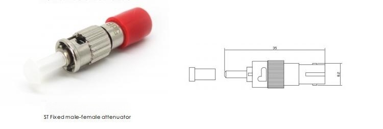 ST Fixed Male-Female Attenuator, 1~30dB Optional Dimension