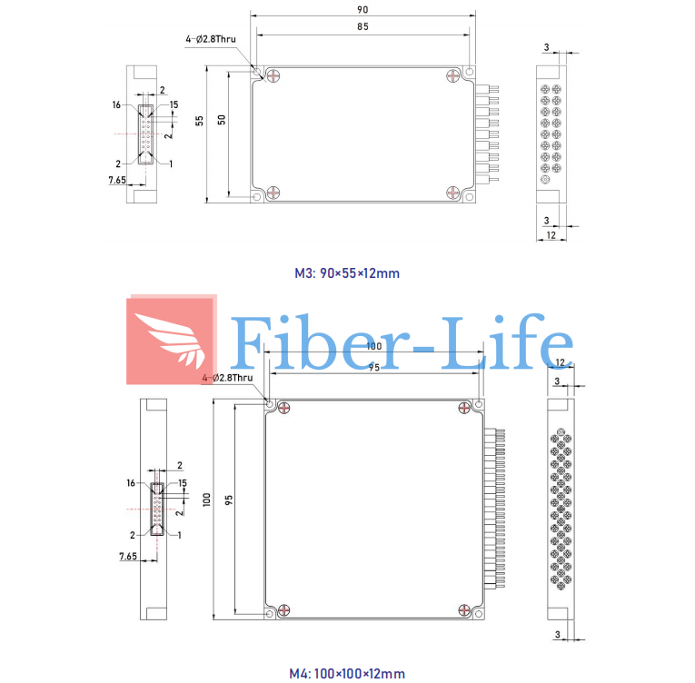 1xN MEMS Optical Switch Dimension Drawing-2