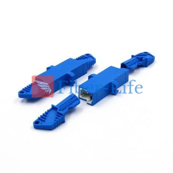 E2000/UPC To E2000/UPC Simplex Singlemode Plastic Fiber Optic Adapter With Flange