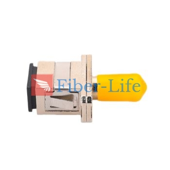 ST UPC Female To SC UPC Female Hybrid Simplex Metal Fiber Optic Adapter With Flange-2