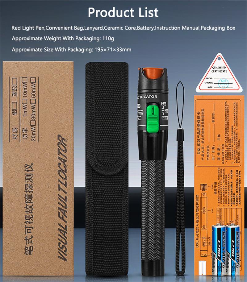 1-60km Visual Fault Locator Fiber Optic Laser Tester Fiber Optic Red Light Pen, 1/10/20/30/50/60/80MW-5