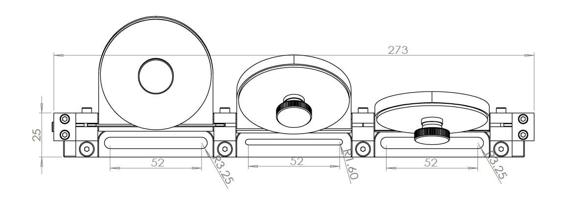 3 Paddles Fiber Polarization Controller, Ø56mm Loop Diameter Dimension Drawing