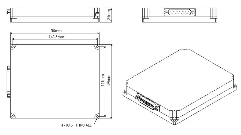 26dBm Output Fiber Amplifier EDFA Module For C,L-Band DWDM Solution Dimensional Drawing