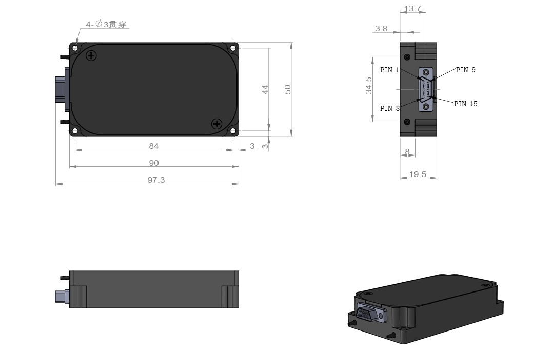 C-Band High Power Amplifier EDFA Mini Module Dimension Drawing