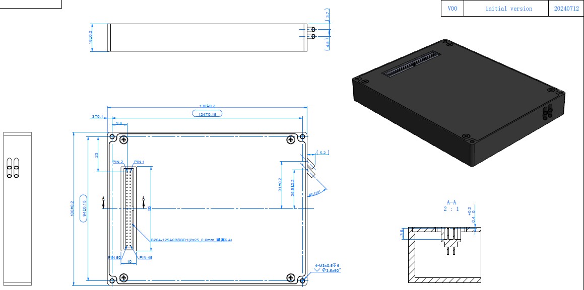 C Band Variable Gain EDFA Mini Module Dimension Drawing