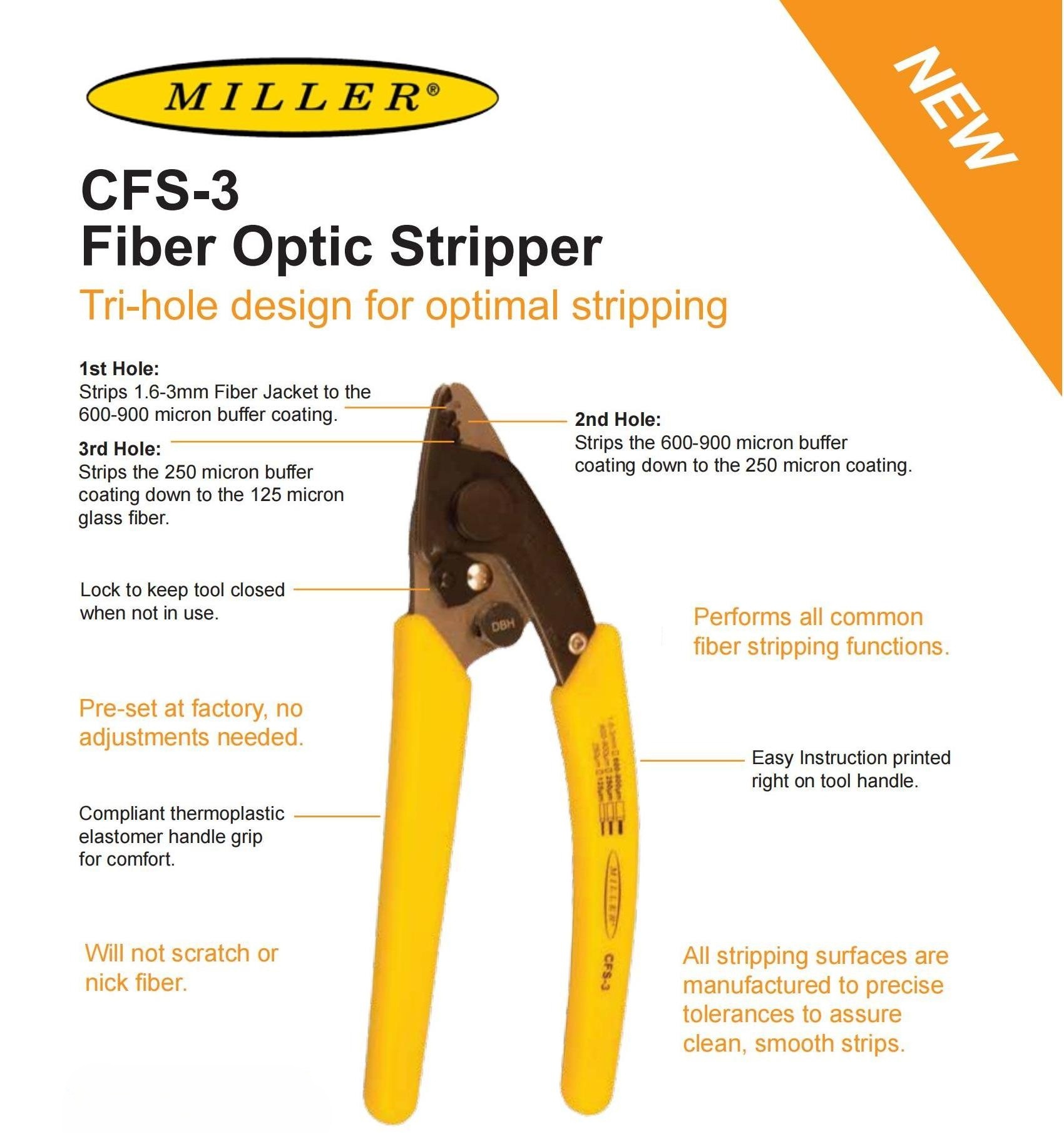 Miller CFS-3 Three-Hole Fiber Optic Stripper Datasheet