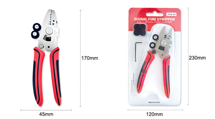 Signal Fire Optical Fiber Stripper Dimension.