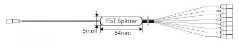 1xN,2xN Single Window FBT Splitter With Steel Tube Dimension Figure