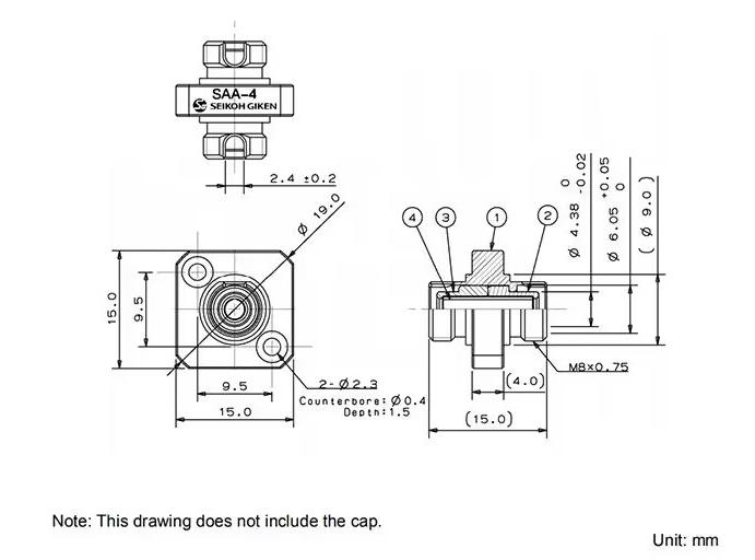 Seikoh Giken SAA-4 FCUPC Fiber Adapter Dimension Figure