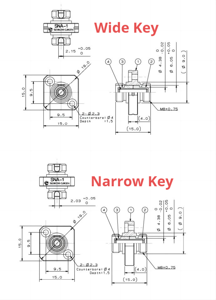 Seikoh Giken SNA-1 FCAPC Fiber Adapter Dimension Figure