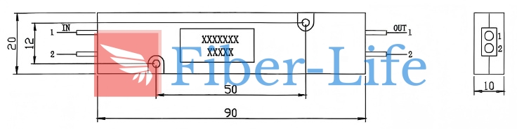 2x2 FBT Coupler Splitter With ABS Box Dimension Drawing