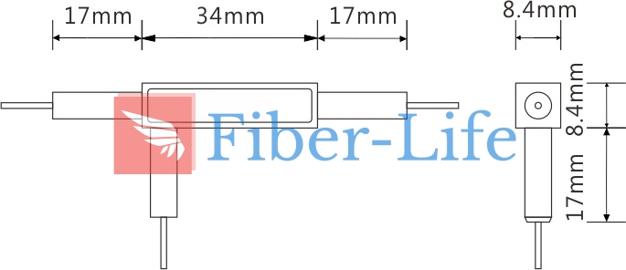 3 Ports 1064nm Singlemode Polarization Insensitive Optical Circulator Dimension Drawing