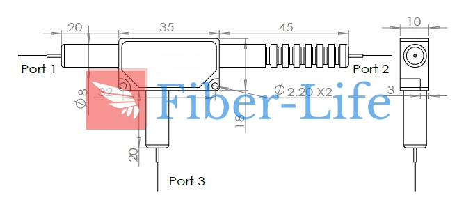 3 Ports High Power Polarization Insensitive Optical Circulator Dimension Drawing-2