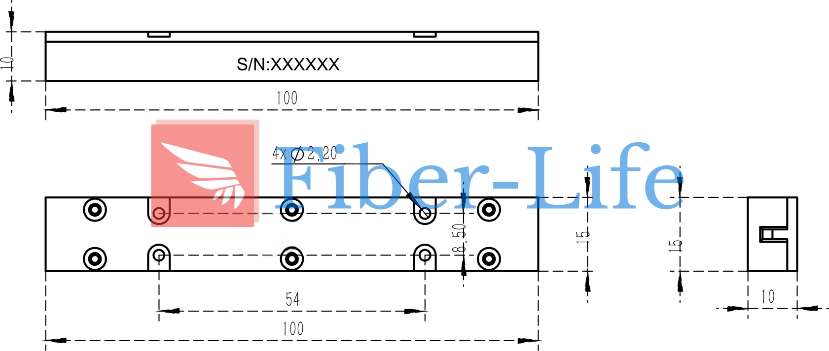 (6+1)x1 Multimode Pump & Signal Combiner Dimension Drawing